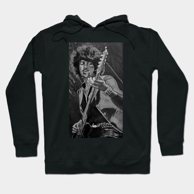 Phil Lynott - Thin Lizzy - monochrome close up Hoodie by JackieJames